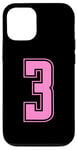 Coque pour iPhone 14 Rose Numéro 3 Équipe Junior Sports Uniforme Numéroté