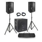 Active PA System DJ Disco 2.1 Speaker Sound Set with Subwoofer & Cables