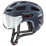 uvex Finale Visor V - Secure City Bike Helmet for Men & Women - Visor - incl. LED Light - Deep Space Matt - 56-61 cm