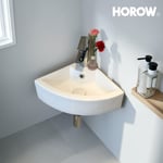 Horow - Vasque Lavabo salle de bain, céramique Petit wc invités, vasque à poser salle de bain montage mural avec trop-plein-46 x 32 x 12.5 cm