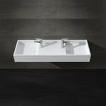 Rue Du Bain - Lavabo double vasque suspendu rectangle Solid Surface 120cm-Twins