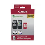 Canon PG-510/CL-511 Inkjet Cartridges + GP-501 Glossy Photo Paper 50 Sheets Value Pack 2970B017