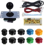 DIY Arcade Game Button and Joystick Controller Kit for Rapsberry Pi and Windows,5 Pin Joystick and 10 Push Buttons 822a Mix Black