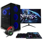 PC Gamer complet Nitropc Pack Gold v2 - AMD Ryzen 5 5600X RX 6600 8GB RAM 16GB M.2 1TB Win11 WiFi - Écran 24 FullHD et accessoires