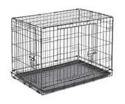 New World B30DD Cage pour chiens de petite taille, ment améliorée, 76,2 cm, double porte, comprenant un plateau étanche, des pieds protégeant le sol et de s caractéristiques brevetées