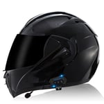 Bluetooth Casque Moto Modulable,Casques Intégral Flip-Up Modulables Homme et Femme,Adulte Casque de Moto Scooter avec Double Visière Protection de la Tête,ECE Homologué K,M