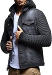 Leif Nelson pour des Hommes Cardigan Veste en Jean Veste Sweat LN5240N-; ,Gris,Small