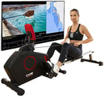 Care Fitness - Rameur d'Appartement- Mag Clipper -– Pliable – Compatible Kinomap - 8 Niveaux de Résistance – Résistance magnétique - Masse d'Inertie 8kg – Ecran LCD (Noir et Rouge avec porte tablette)