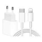 2-pack adapter + laddningskabel iOS-enhet höghastighetsladdning iPhone 20w snabbladdare USB-C till Lightning-kabel