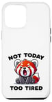 Coque pour iPhone 14 Pro Max Panda rouge mignon et endormi avec inscription « Not Today Too Tired »