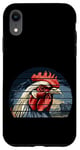 Coque pour iPhone XR Rétro coucher de soleil blanc poulet/tête de coq jeu de volaille art