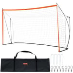 VEVOR But de football portable 1828x3657 mm, cage de football pour enfants, filet de football avec sac de transport, structure en acier et fibre de verre, pour entraînement dans l’arrière-cour, orange