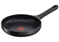 Tefal G61204 Trattoria Pro Poêle à frire, 24 cm, en fonte d'aluminium, revêtement antiadhésif sans danger, indicateur de température, convient à tous les types de feux, convient à l'induction, noire