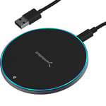 SABRENT Chargeur Rapide sans Fil Qi 10W, compatibilité Universelle avec Les Smartphones équipés de la Technologie Qi [Adaptateur Secteur Non Inclus] Noir (WL-QIFC)