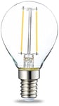 Amazon Basics Lot de 6 petites ampoules LED rondes P45 Culot Edison à vis E14 2 W (équivalent 25 W) Filament transparent Intensité non variable, blanc chaud