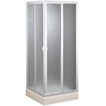 Forte: Cabine de douche intelligente d'angle en PVC-acrylique, anticalcaire, réductible, fermeture magnétique, kit complet, 80L x 80P x 185H, blanc