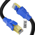 Cable Ethernet 2M, Cat 8 Débit Câble Réseau 40Gbps 2000Mhz Cable Rj45 Ftp Blindage Câble Lan Rj45 Noir Câble Internet Pour Routeur Switch Modem[X4057]