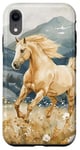 Coque pour iPhone XR Aquarelle Running Palamino Horse in Meadow