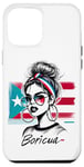 Coque pour iPhone 14 Pro Max Boricua Girl Hair Bun Bandana Porto Rico Flag Cool Fun