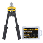 Rivet Gun With 200 Rivet Nuts 5-in-1 Robust Professional Riveter Tool Three Interchangeable Head Nozzles 1/8" (3.2mm) 5/32" (4mm) 3/16" (4.8mm) Three Clamping Jaws TOUGH MASTER