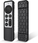 Coque pour Télécommande Apple TV 4K / HD Siri Remote 2022 2021 (3ème et 2ème génération) - Etui en Silicone Légère Antidérapante Résistante aux Chocs, Noir