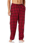 Amazon Essentials Pantalon de Pyjama en Flanelle (Grandes Tailles Disponibles) Homme, Rouge Carreaux Lainés, XXL