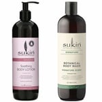 Sukin Sensitive Soothing Body Lotion 500ml & Botanical Body Wash 500ml