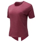 NEW BALANCE WOMEN'S Q SPEED JACQUARD T-SHIRT TEE TOP BURGUNDY GYM WORKOUT YOGA M