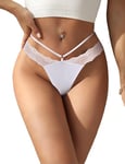 ohmydear String Femme Sexy Chic Tanga Ficelle Slip Femme Entrejambe en Coton Lingerie Hot Dentelle Panties Soie de Glace sous-Vêtements Feminins Grande Taille Culotte Chic