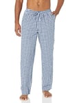 Amazon Essentials Pantalon de Pyjama Tissé Coupe Droite Homme, Bleu Clair Blanc Écossais, XL