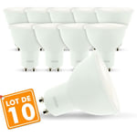 Lot de 10 ampoules spot led GU10 5W eq 50W Température de Couleur: Blanc chaud 2700K