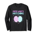 Gender Reveal Guess What's Hatching Pink And Blue Easter Egg Long Sleeve T-Shirt