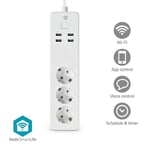 SmartLife Jatkojohto | Wi-Fi | 3x Maadoitettu virtaliitin (CEE 7/3) / 4 x USB | 16 A | 3680 W | 1.80 m | -10 - 40 °C | Android™ / IOS | Valkoinen