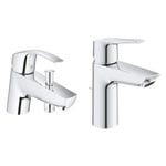 GROHE Mitigeur monocommande Bain/Douche Eurosmart 33412002 & QUICKFIX Start Robinet de salle de bains lavabo, mousseur économie d'eau, avec tirette de vidage, bonde incluse