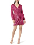 The Drop Robe Portefeuille pour Femme, Helena, à Sequins, Rose Lumineux, Taille S