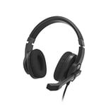 Hama Casque avec Microphone - Prise Jack 3,5 mm - Aux - Casque stéréo avec câble - Casque Supra-auriculaire PC avec Bras de Microphone et Cordon de Cou - Câble Audio de 2 m - Noir