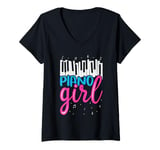 Womens Music Lover Keyboard Pianist Funny Piano Girl Musician Gifts V-Neck T-Shirt