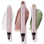 Ofanyia 3Pcs Cream Eyeshadow Stick, Glitter Shimmer Eye Brightener Stick Eyeshadow Pencil, Long Lasting Waterproof Eye Shadow for Eye Makeup (Set C)