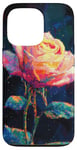 Coque pour iPhone 13 Pro Y2k Rose pixelisée Glitch Art Rose Art Floral