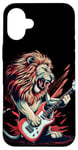 Coque pour iPhone 16 Plus Costume de lion à bascule avec guitare électrique