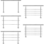 Rampe d'escalier main courante en acier inoxydable pour escalier, intérieur et extérieur, balcon, balustrade, argent, longueur : 100cm, avec 5 croix