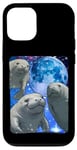 Coque pour iPhone 15 3 Lamantins Moon Sea Cow Lover Funny Chubby Mermaid