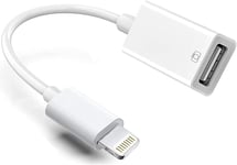 Adaptateur Lightning vers USB pour appareil photo, certifié Apple MFi USB 3.0 OTG Dongle pour iPhone 14 13 12 11 X XS XR 8, iPad pour connecter clé USB, lecteur de cartes, clavier, une souris, piano