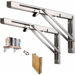 Étagère Murale Pliante de 450 mm, 2 Pièces Support Console Pliable En Acier Inoxydable, Cadre de Support D'étagère de Garage, Lourds Support Pour