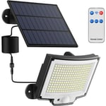 Lampe Solaire Extérieur avec Détecteur de Mouvement [228LED/3 Modes] Lumière Solaire Extérieure avec Télécommande, Étanchéité IP65 LED Solaire