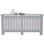 Ecd Germany Cache-Radiateur Chauffage Rustique 152x19x82cm Gris Étagère en Bois mdf Housse Décorative Robuste Style Maison de Campagne Murale Meuble