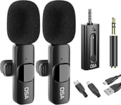 Micro Cravate Sans Fil, Micro Cravate Pour Camérai/Iphone/Ios/Android/Pc, Microphone Plug And Play Avec 2 Microphones Pour Enregistrement Vidéo, Vlog, Tiktok, Youtube