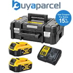 Dewalt DCB184 5.0ah 18v XR Lithium Battery Twin Pack + DCB115 Charger Tstak Case