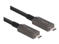 Delock - USB-kabel - 24 pin USB-C (hann) til 24 pin USB-C (hann) - USB 3.2 Gen 2 / DisplayPort 1.4 - 20 V - 3 A - 3 m - Active Optical Cable (AOC), USB Power Delivery (60W), 4K144Hz (3840 x 2160) support - svart