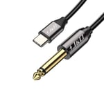 J&D USB-C to 6.35mm 1/4 inch TS Audio Cable, Gold Plated USB Type C to 6.35mm 1/4 inch Male TS Mono Interconnect PVC Shelled Aux Adapter Cable Compatible with iPhone 15 series, 5 Meter